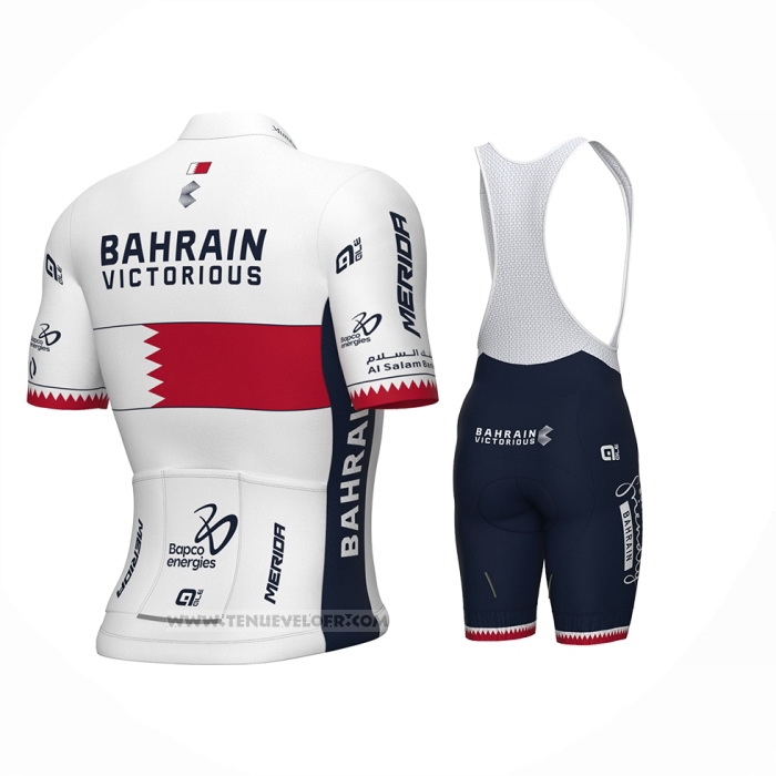 2024 Maillot Cyclisme Bahrein Champion Bahrain Victorious Blanc Rouge Manches Courtes Et Cuissard